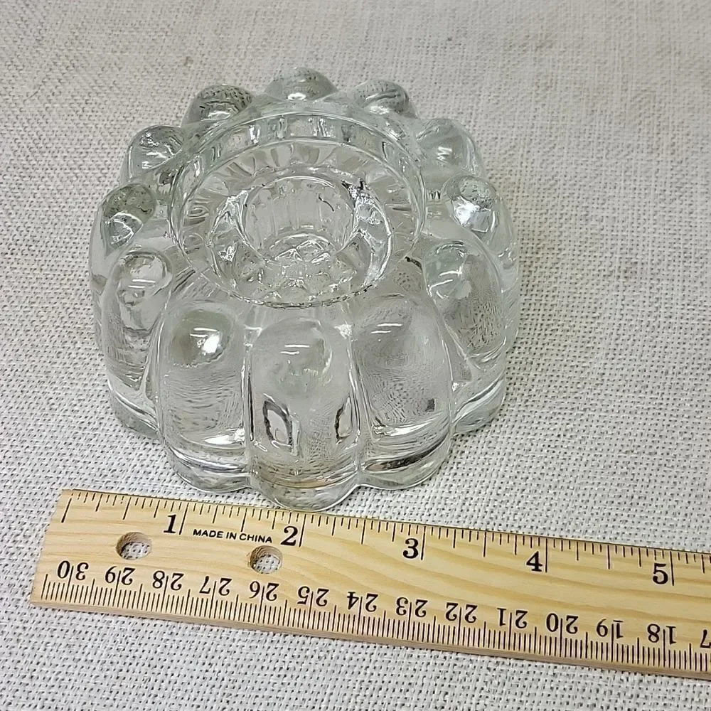 Princess House Crystal Reversible 3 Way Glass‎ Candle Holder #486 set of 2